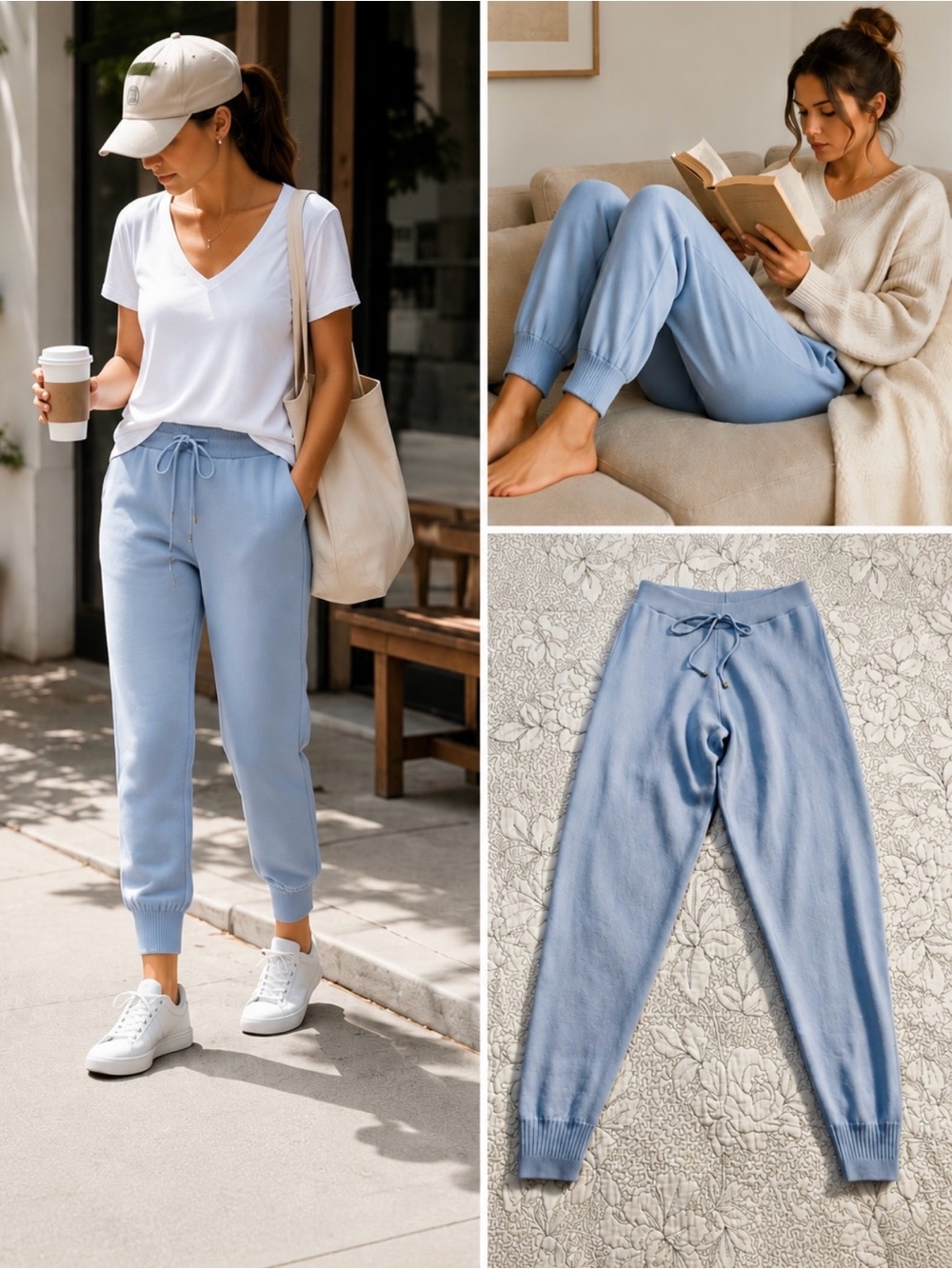 Stella McCartney Julia Virgin Wool Knit Jogger Sweatpants Dusty Blue Size M 💛